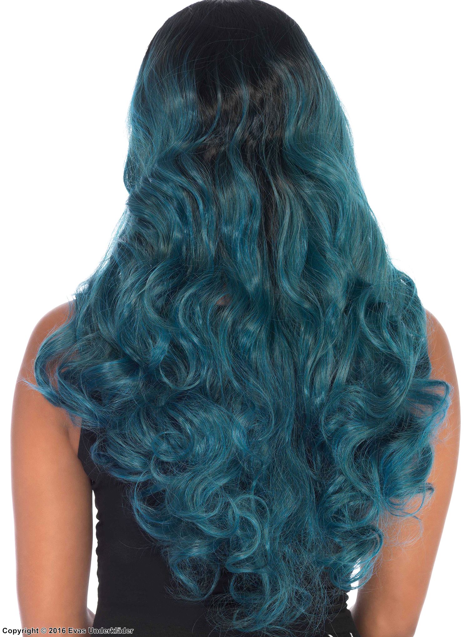 Long wig, waves, center part, two tone color